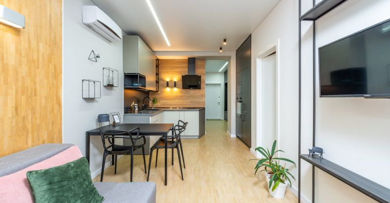 Air Conditioner - Contemporary apartment with living room and kitchen