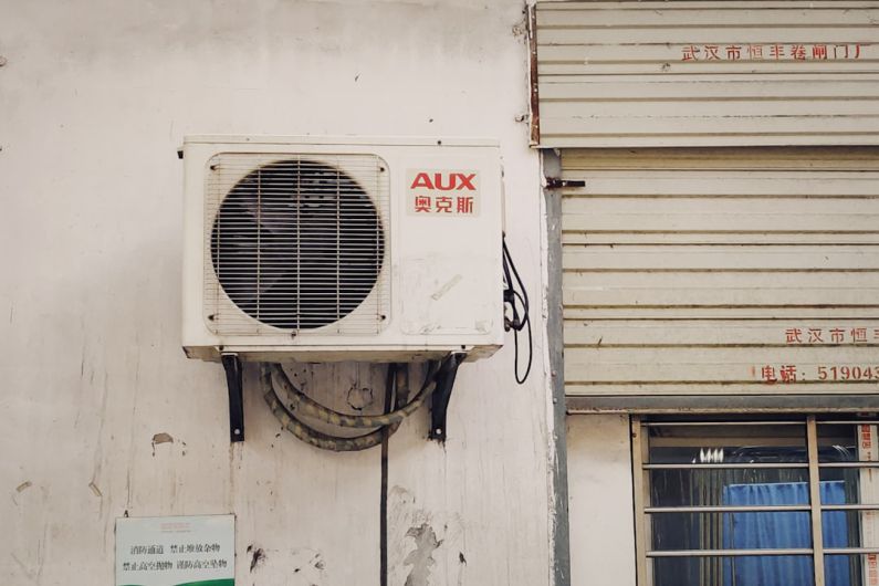 Air Conditioner - white and gray window type air conditioner